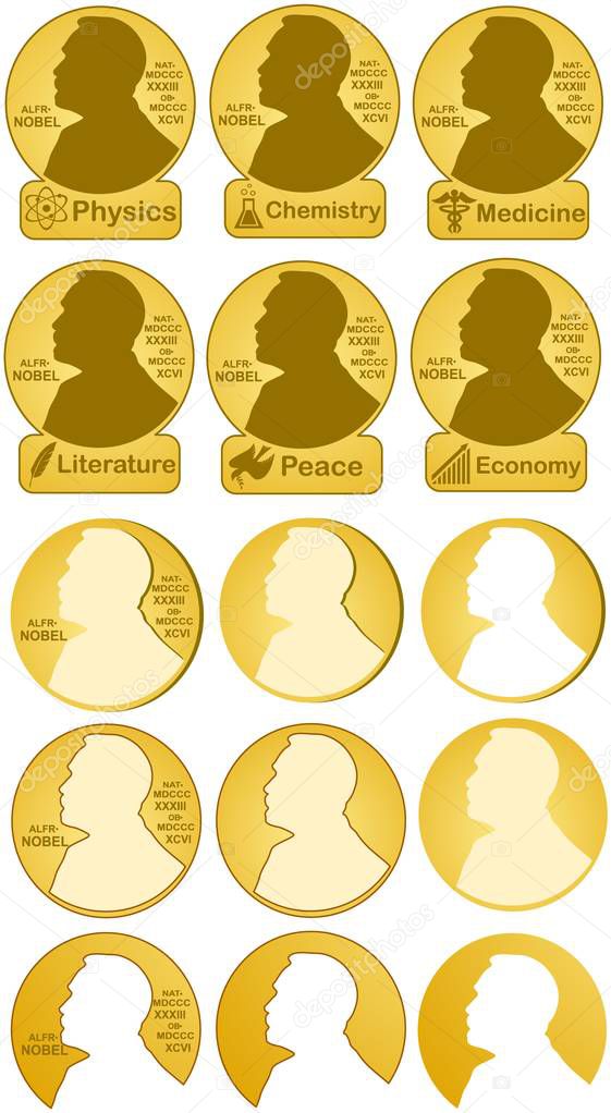 Nobel prizes in Physics, Chemistry, Medicine, Literature, Economic, Peace.