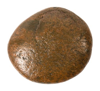 Kahverengi taşlar beyaz arka plan üzerinde izole. Spa'da kullanım için masaj taşı. ( Kırpma yolu )