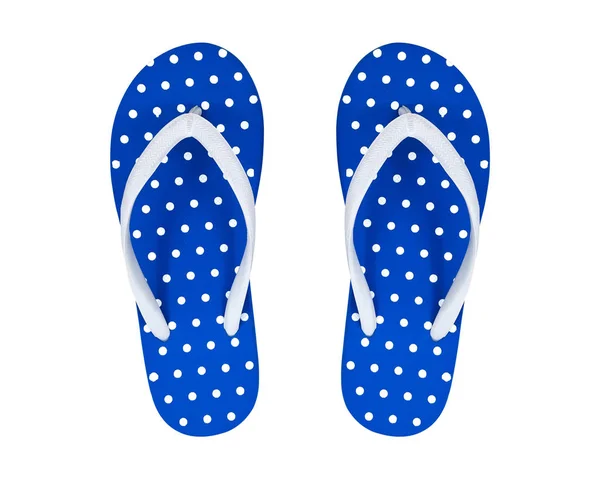 Blue Flip Flops Isolado Fundo Branco Polka Dots Sandálias Caminho — Fotografia de Stock