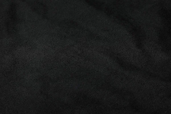 Crumpled Black Fabric Texture Background Detail Dark Textile — Stock Photo, Image
