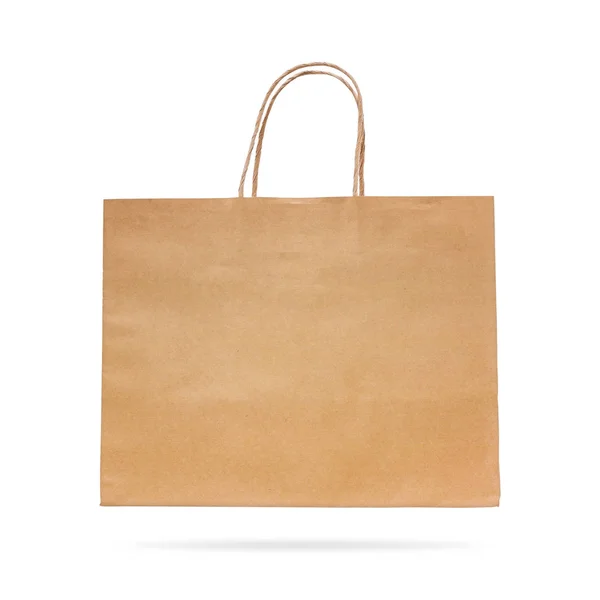 白い背景に隔離された茶色の紙袋 買い物のためのリサイクルパッケージ クリッピング オブジェクト — ストック写真