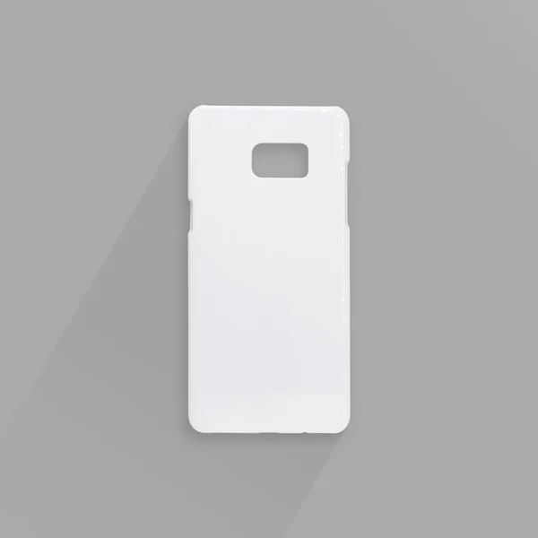 White Phone Case Long Shadow Background Clipping Path — Stock Photo, Image