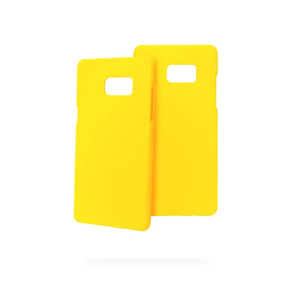 Yellow phone case on isolated background with clipping path.