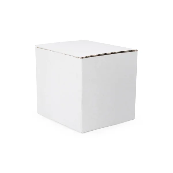 Белая Картонная Коробка Изолированном Фоне Вырезанным Путем Пустой Картонный Пакет — стоковое фото
