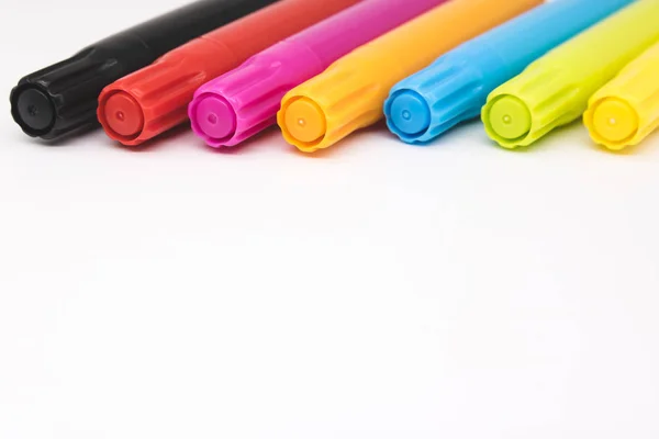 Colorful Marker Pen Set Isolated Background Vivid Highlighter Blank Space — Stock Photo, Image