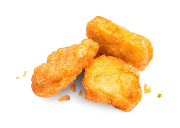 Nuggets Frango Isolado Fundo Branco Delicioso Aperitivo Feito Frango — Fotografia de Stock