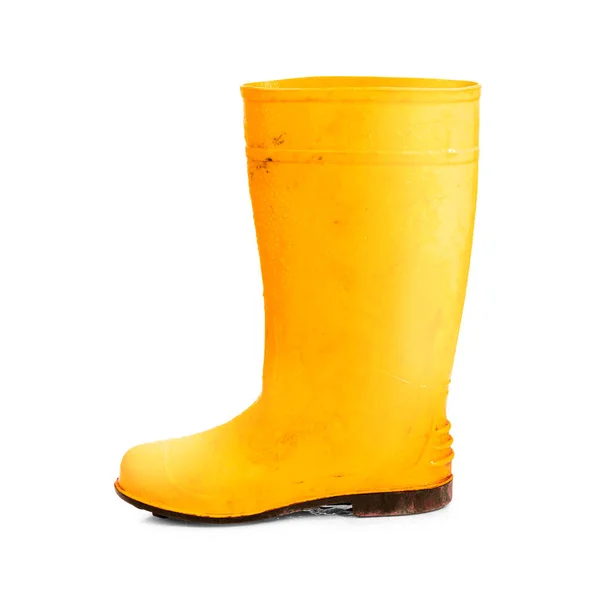 Yellow Rubber Boots Isolated White Background Worker Boots Clipping Path — Stock Photo, Image