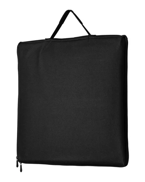 白い背景に隔離された黒いファブリックバッグ デザインのためのショッピングキャンバスバッグ クリッピング — ストック写真