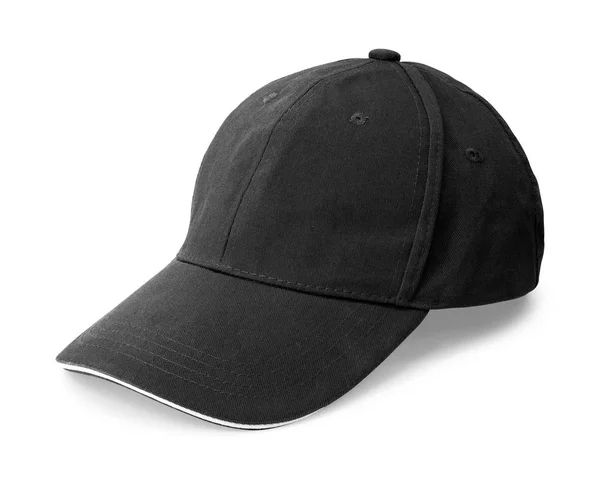 白い背景に隔離された黒いキャップ 側面図の野球帽のテンプレート クリッピング — ストック写真