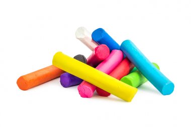 Renkli Plasticine beyaz arka plan üzerinde izole. Kil modelleme renkleri. ( Kırpma yolu )