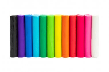 Renkli Plasticine beyaz arka plan üzerinde izole. Kil modelleme renkleri. ( Kırpma yolu )