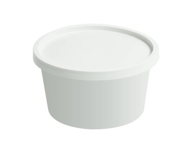 Plastik küvet kova konteyner beyaz arka plan üzerinde izole. Kapak şablonu ile boş fincan. ( Kırpma yolu )