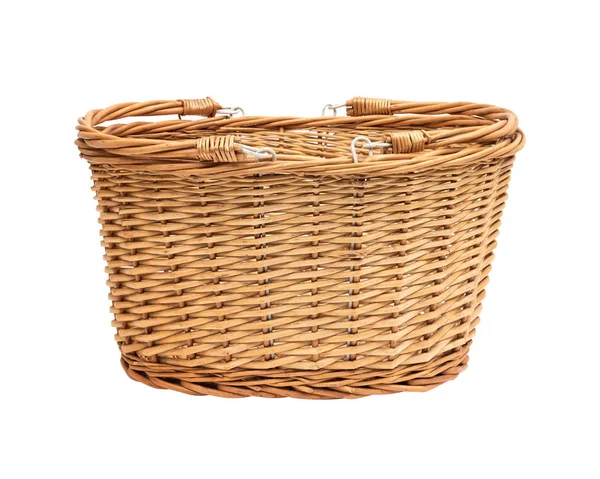 Wicker Basket Isolated White Background Picnic Container Made Wood Material — Stock Photo, Image