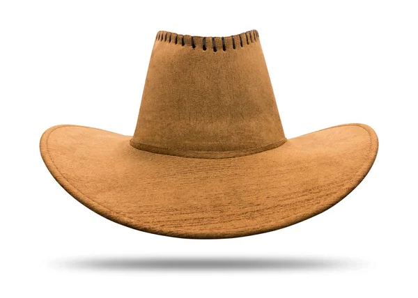 Sombrero vaquero aislado sobre fondo blanco. Sombrero vintage hecho de l —  Fotos de Stock