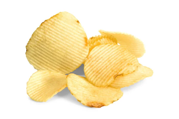 Salted Potato Chips Isolated White Background Piece Snack — Stock Photo, Image