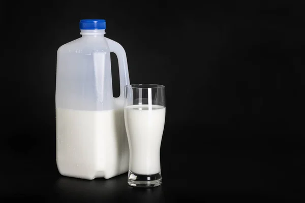 Bottle Milk Glass Dark Background — Stock Photo, Image