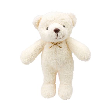 İzole edilmiş arka planda beyaz ayıcık. Çocuklar için sevimli pofuduk hayvan hediye olarak ya da sarılmak için kullanılır..