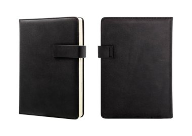 Siyah kitap beyaz arka plan üzerinde izole. Tasarım için boş kitap kapağı. ( Kırpma yolu )