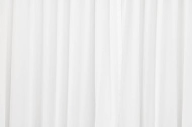 Beyaz kumaş dokusu arka planı. Perde malzemesi kırışmış..