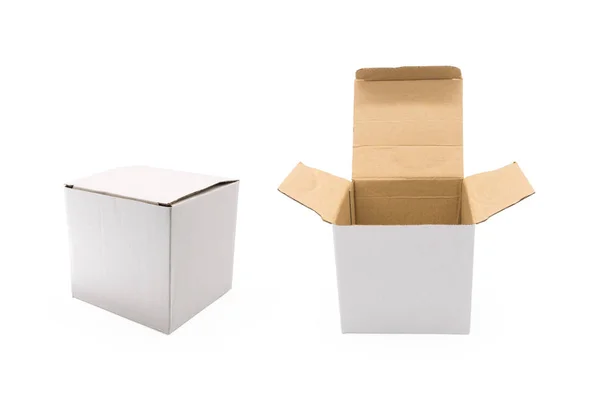 White Carton Box Isolated Background Clipping Path Blank Paper Package — Stock Photo, Image