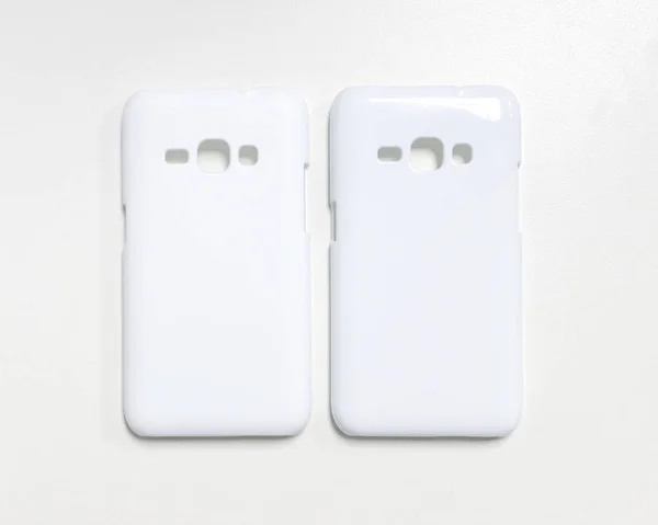 Λευκή Θήκη Smartphone Λευκό Φόντο Κενό Mobile Mock Προστατευτικό Για — Φωτογραφία Αρχείου