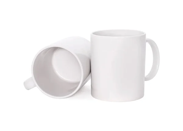 Caneca Café Branco Isolada Fundo Branco Modelo Copo Bebida Para — Fotografia de Stock