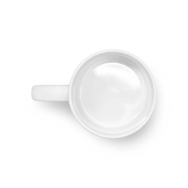 白色背景上隔离的空白咖啡杯 饮料杯模板为您的设计 为蒙太奇剪切路径或剪切对象 可以放置文本 图像和徽标 顶部视图 — 图库照片