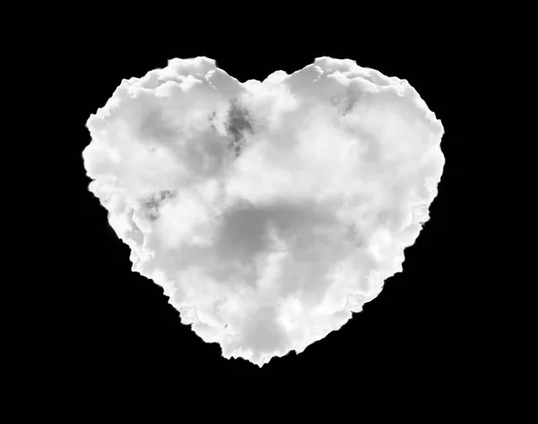 Illustration heart cloud on black background. For montage or edit in blending mode.