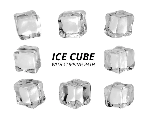 Cube Glace Isolé Sur Fond Blanc Morceau Glace Forme Bloc — Photo