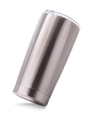 Çelik kupa beyaz arka plan üzerinde izole. Tasarım için su kabı şablonu. ( Kırpma yolu )