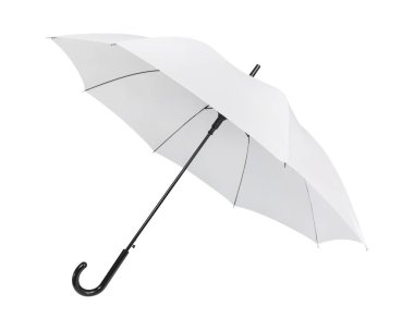 Beyaz arka planda izole edilmiş boş şemsiye. Koruma güneş ve yağmur için taşınabilir şemsiye. Kırpma yolları nesnesi.