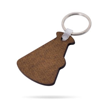 Wooden key ring isolated on white background. Key chain for your design. Clipping paths object. ( Cone shape )