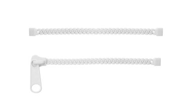 Zipper isolated on white background. Fashion fastener for your design. Clipping paths object.