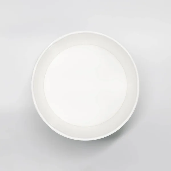 白色背景上的纸碗 空白碗模板为您的设计 顶部视图 — 图库照片