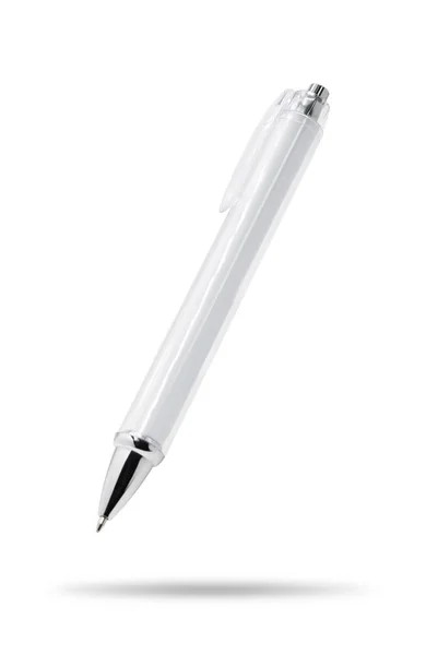 Stylo Plastique Transparent Isolé Sur Fond Blanc Modèle Stylo Bille — Photo