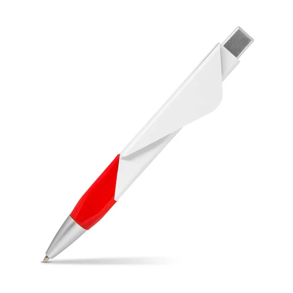 Красная Ручка Выделена Белом Фоне Шаблон Шариковой Ручки Вашего Дизайна — стоковое фото