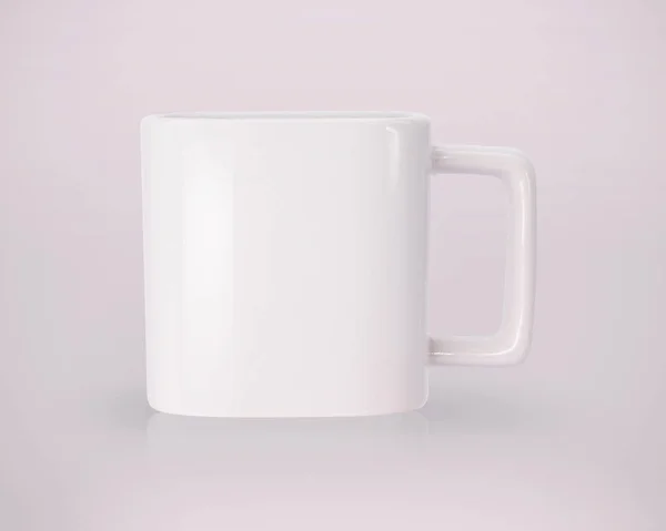 灰色の背景にブランクのマグカップ あなたのデザインのための飲み物のカップ モダンなスタイルのエキゾチックなマグカップ 正方形 — ストック写真