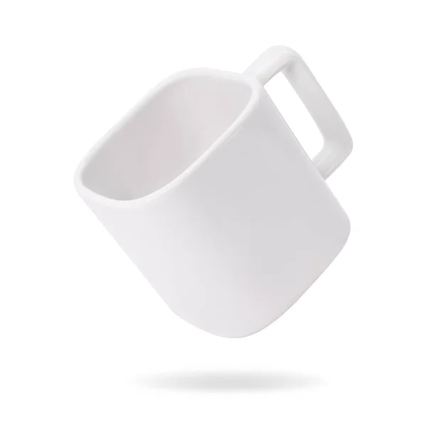 白い背景に隔離されたブランクマグカップ あなたのデザインのための飲み物のカップ モダンなスタイルのエキゾチックなマグカップ クリッピング オブジェクト 正方形 — ストック写真