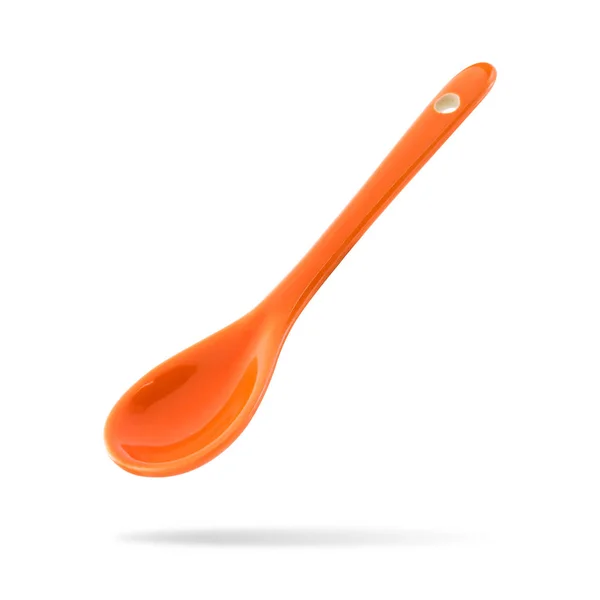 Ceramic Spoon Isolated White Background Tablespoon Eat Soup Clipping Paths — Stock Photo, Image