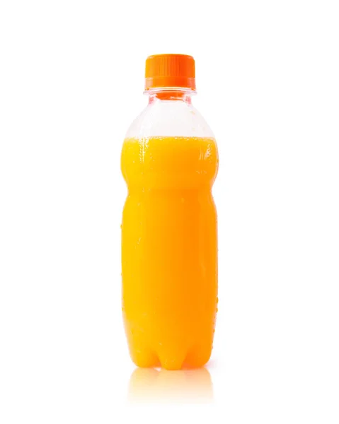 Narancslé Üveg Izolált Fehér Alapon Friss Gyümölcstál Konténer Vágógörbék Objektum — Stock Fotó