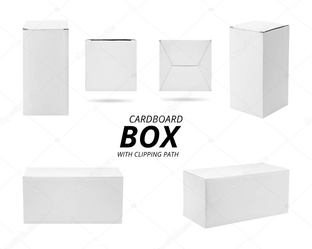 Paper box isolated on white background. Template of cardboard box for your design. ( Clipping path )