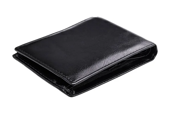 Black Leather Wallet Isolated White Background Leather Purse Keep Your — Stock Photo, Image