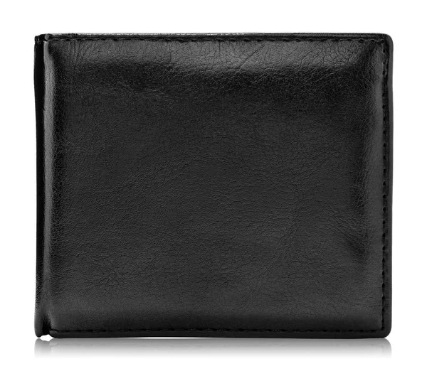 Black Leather Wallet Isolated White Background Leather Purse Keep Your — Stock Photo, Image