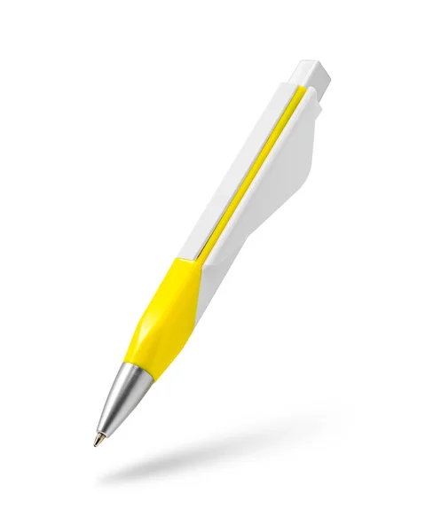 Yellow Pen Isolated White Background Template Ballpoint Pen Your Design — Stok fotoğraf