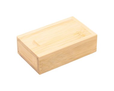 Wooden box isolated on white background. Wood package made from bamboo material. ( Clipping path )
