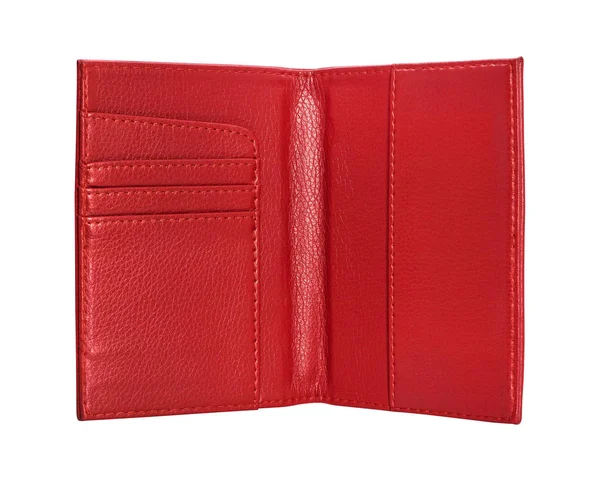 Red Passport Wallet Isolated White Background Template Leather Purse Your — Stock Photo, Image