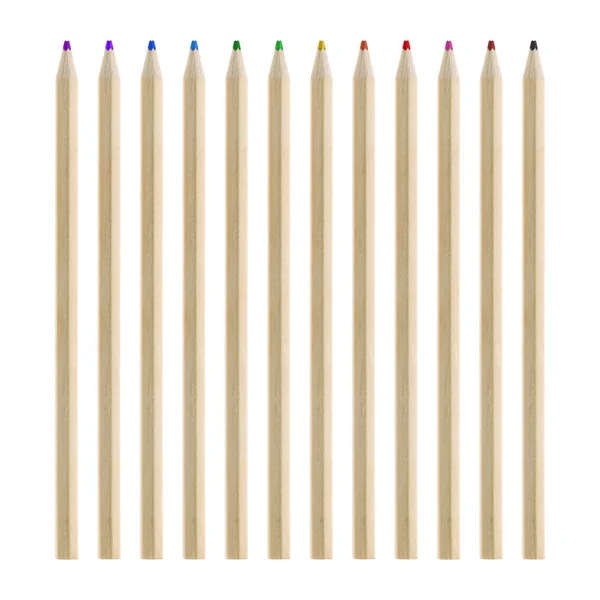 铅笔颜色集隔离在白色背景上 木制颜色为您的设计 剪切路径 — 图库照片