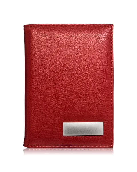 Carteira Passaporte Vermelho Isolado Fundo Branco Modelo Bolsa Couro Para — Fotografia de Stock