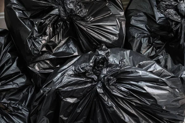 Μια Στοίβα Από Σακούλες Σκουπιδιών Φόντο Σακούλες Απορριμμάτων — Φωτογραφία Αρχείου