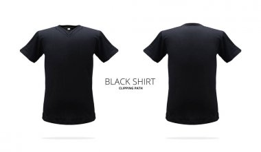 Beyaz arkaplanda siyah t-shirt şablonu.